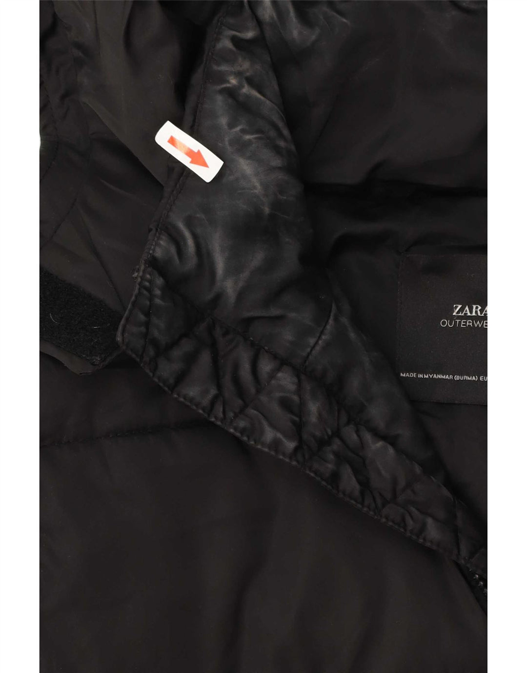 Zara Dame Oversized Hætte polstret Anorak Jacket UK 10 Small Black
