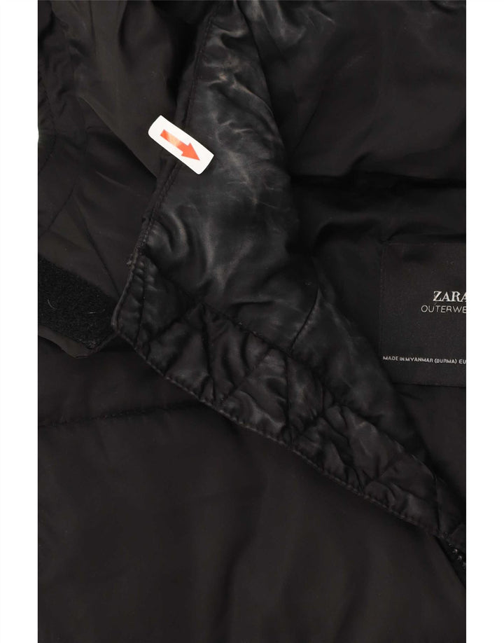Zara Dame Oversized Hætte polstret Anorak Jacket UK 10 Small Black