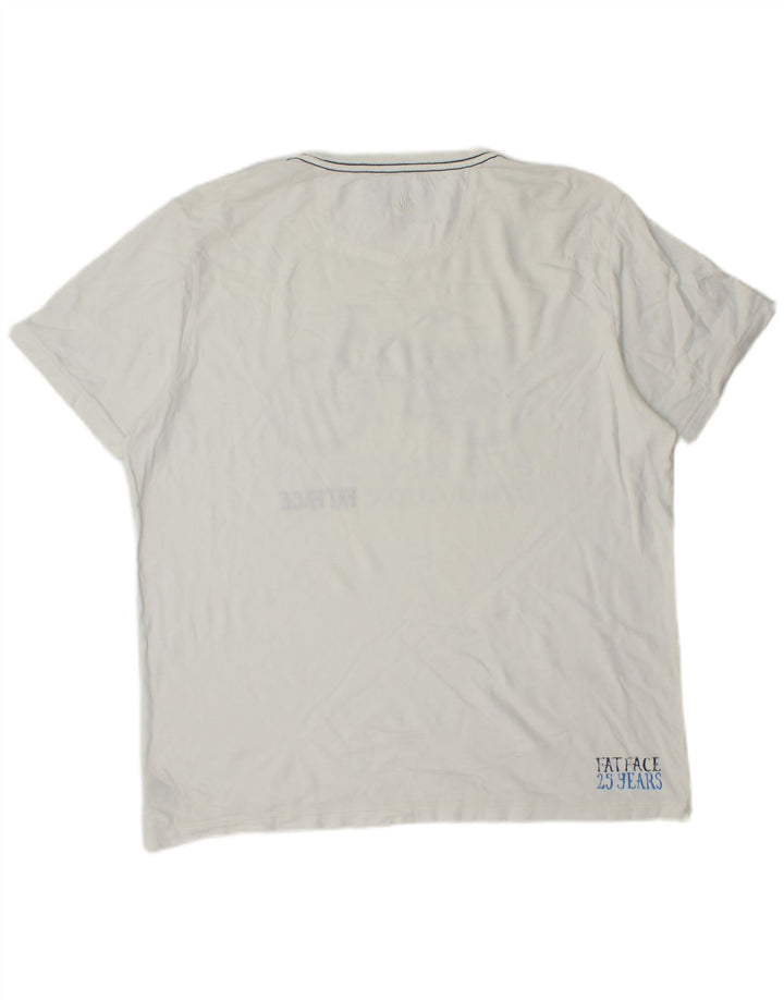 Fat Face Herre Grafisk T-Shirt Top Stor Hvid Bomuld