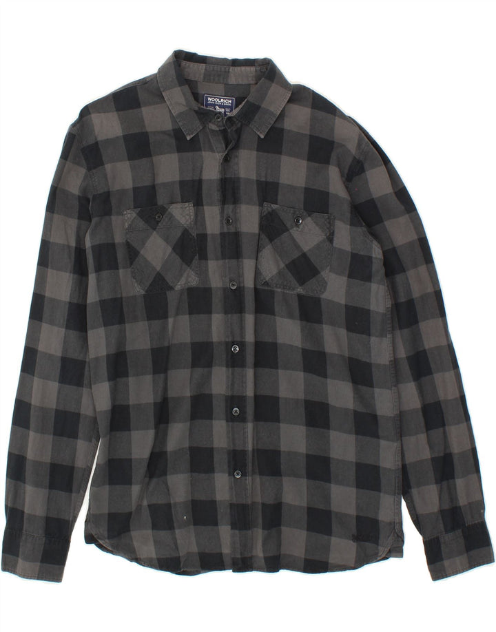 WOOLRICH Boys Flannel Shirt 15-16 Years Grey Gingham Cotton Vintage Woolrich and Second-Hand Woolrich from Messina Hembry 