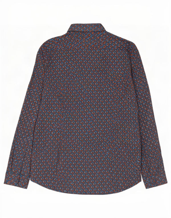 Ted Baker herreskjorte str. 6 2XL marineblå geometrisk bomuld