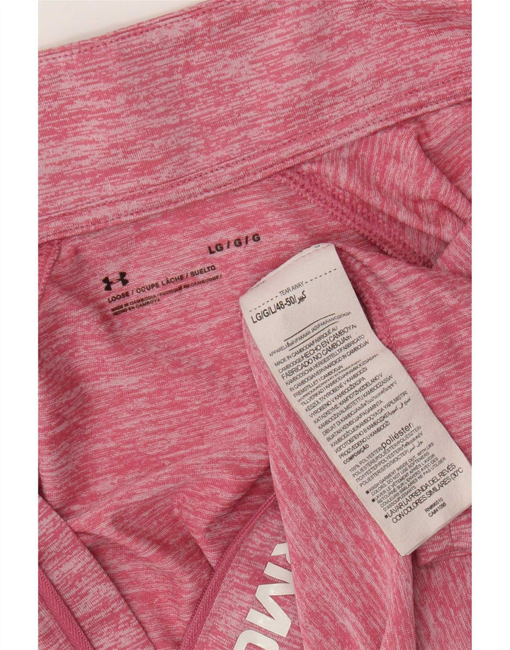Under Armour Dame Grafisk Pullover Træningsdragt Top UK 14 Large Pink Flecked