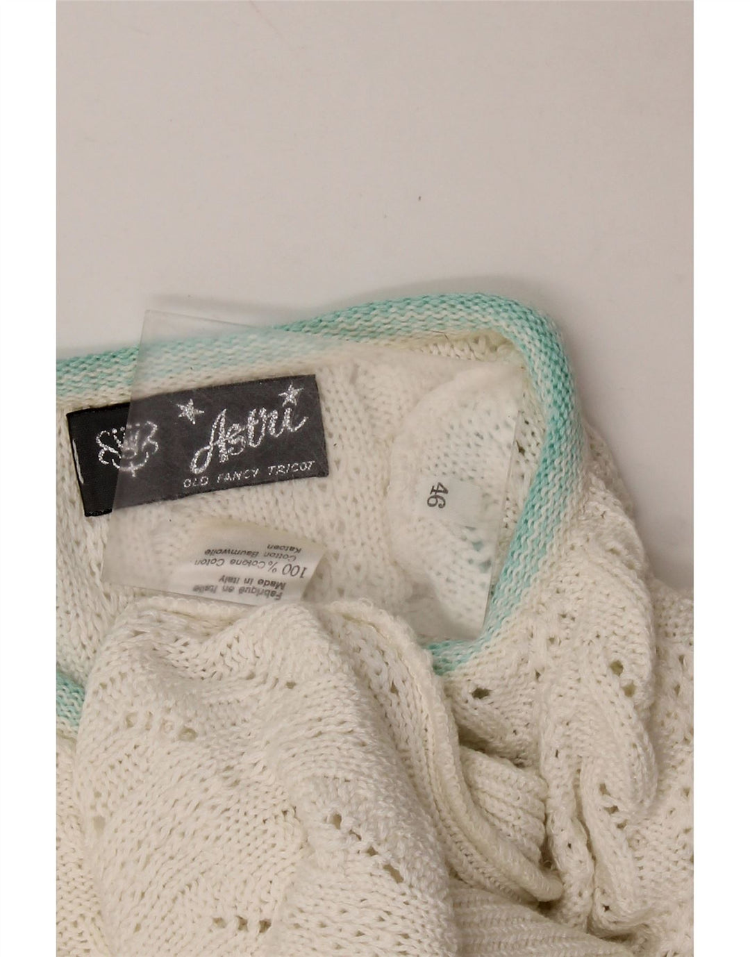 VINTAGE Dame sweater med rund hals IT 46 Stor hvid bomuld