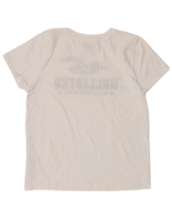 Hollister Grafisk T-Shirt Top UK 12 Medium Hvid Bomuld
