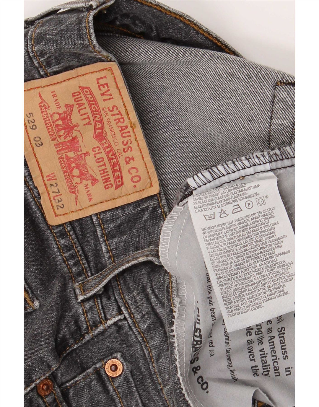 Levi's Womens 529 Curvy Bootcut Jeans W27 L32 Grå Bomuld