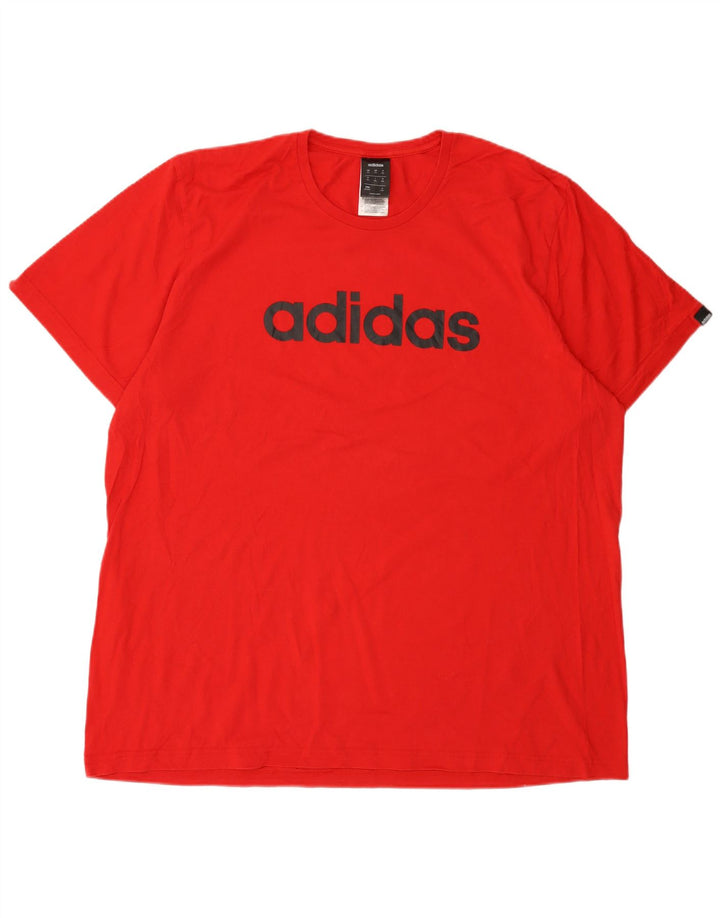 Adidas Herre Grafisk T-Shirt Top 2XL Rød Bomuld