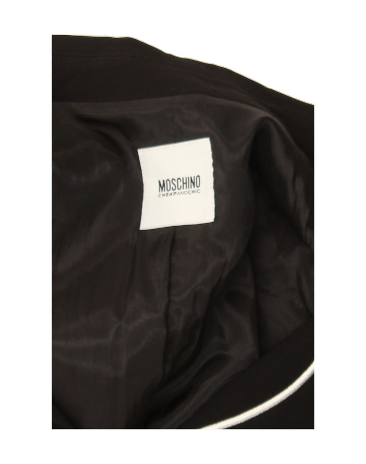 MOSCHINO Womens 1 Button Blazer Jacket UK 12 Medium Black Triacetate Vintage Moschino and Second-Hand Moschino from Messina Hembry 