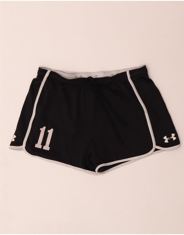 UNDER ARMOUR Dame Heat Gear Graphic Sports Shorts UK 14 Medium Black