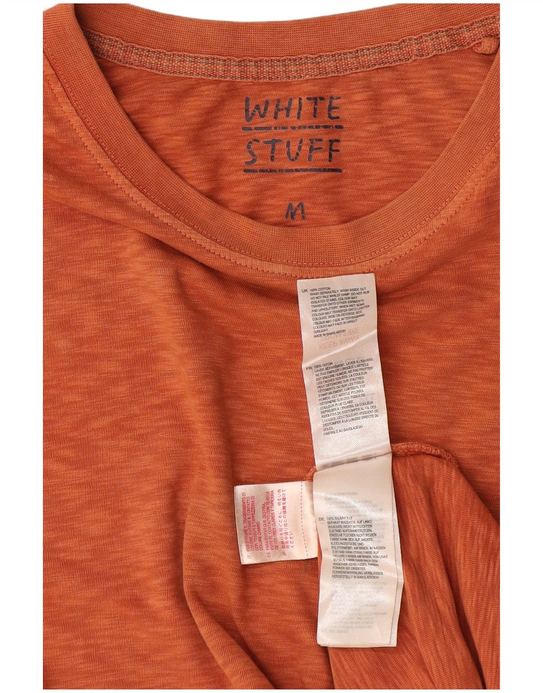 WHITE STUFF Herre T-shirt Top Medium Orange Flecked Bomuld