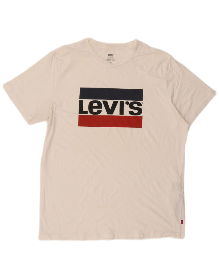 LEVI'S Herre grafisk T-shirt Top Stor hvid bomuld