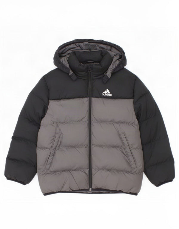 Adidas drenge hættepolstret jakke 6-7 år Sort Colourblock Polyester