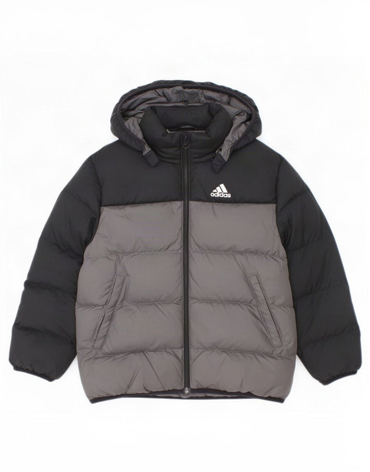 Adidas drenge hættepolstret jakke 6-7 år Sort Colourblock Polyester