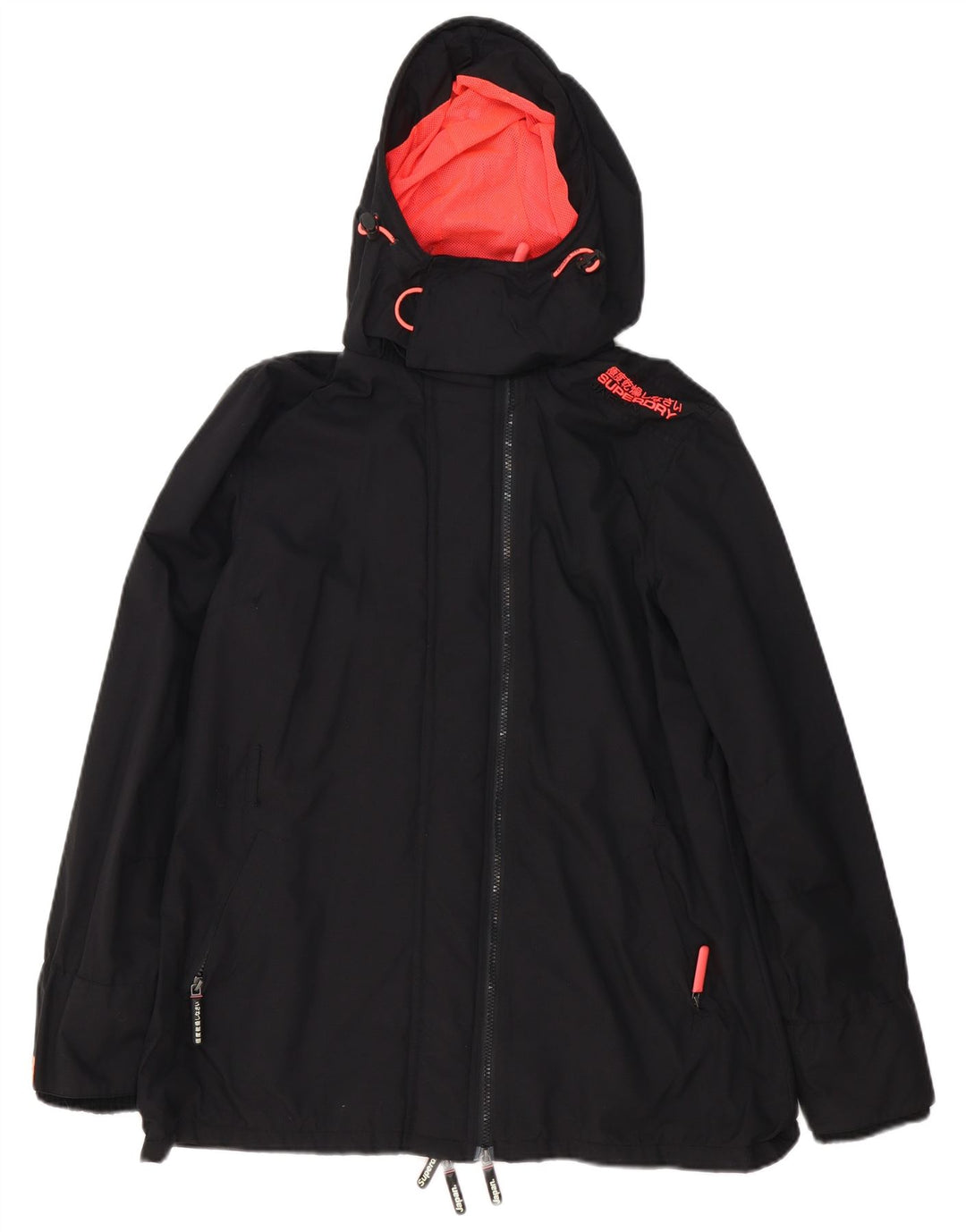 Superdry Womens The Windmac Regnjakke med hætte UK 18 XL Sort Polyester