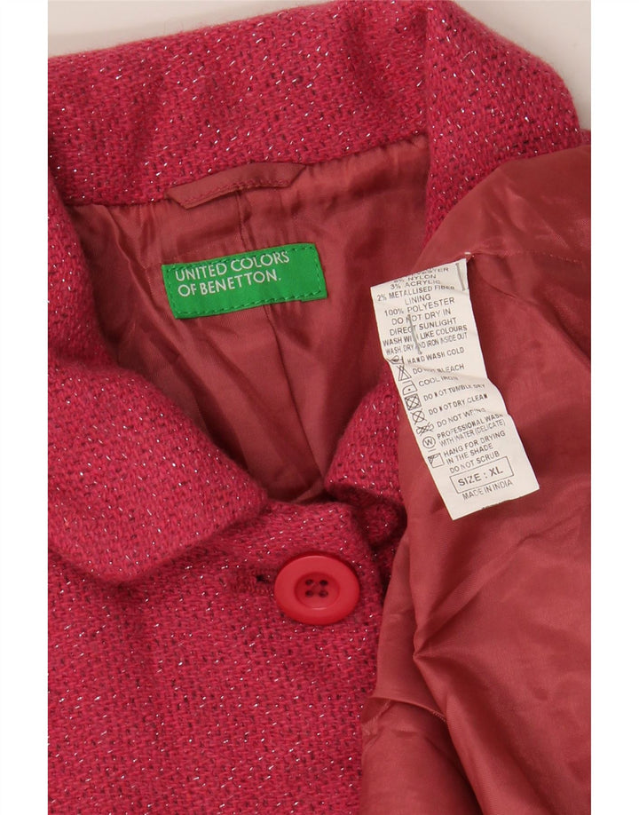 BENETTON Girls Overcoat 9-10 Years XL Pink Wool Vintage Benetton and Second-Hand Benetton from Messina Hembry 