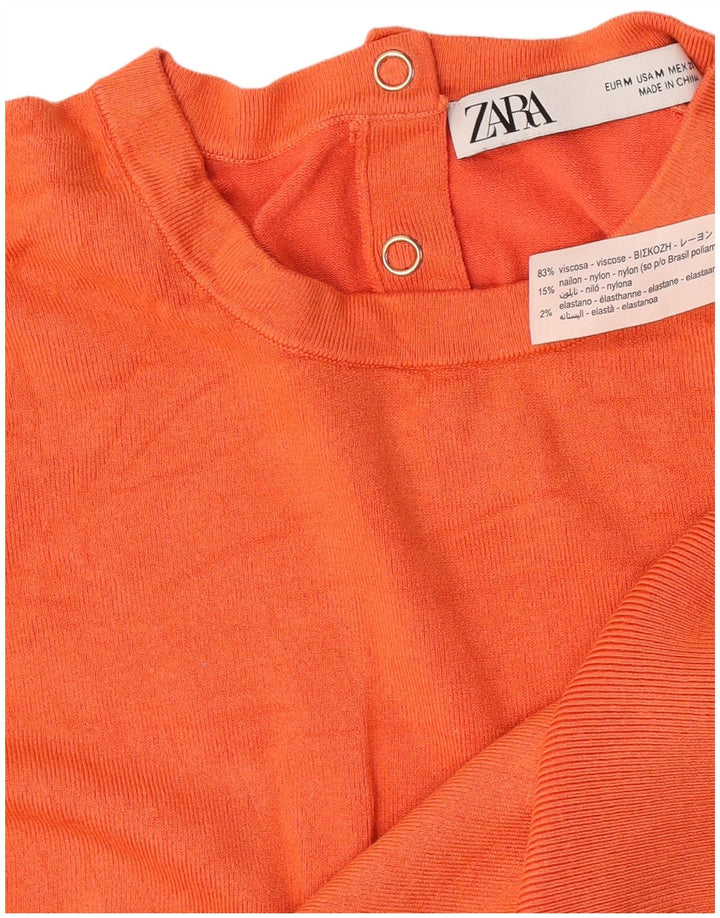 Zara Dame Vest Tank Top UK 14 Medium Orange Viscose