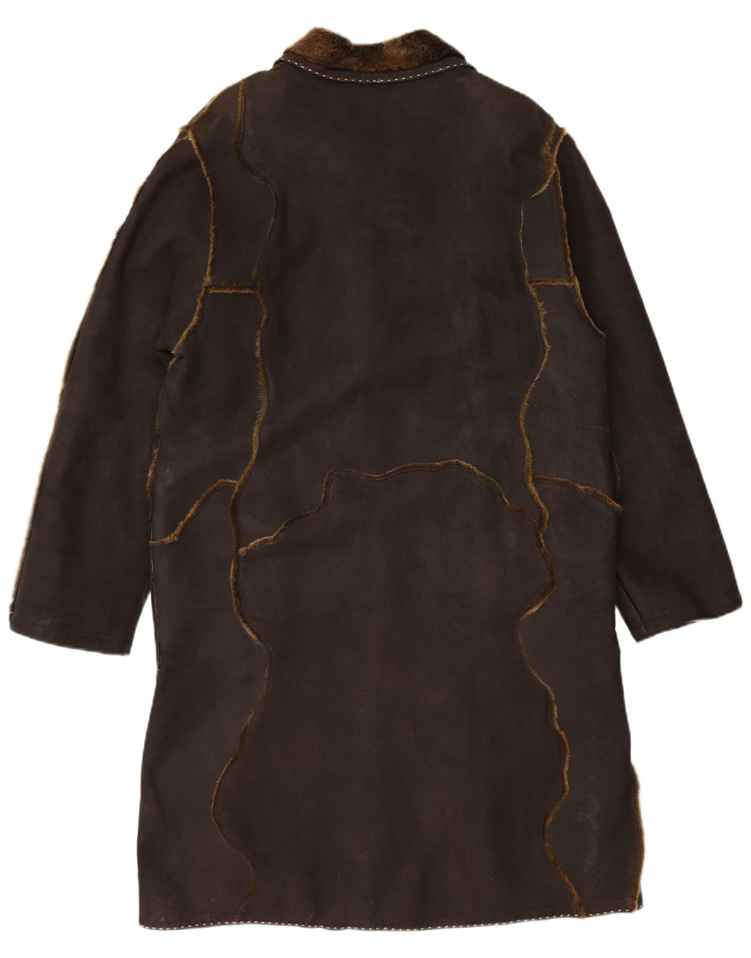 VINTAGE Dame Ruskind Overfrakke UK 16 Stor Brun