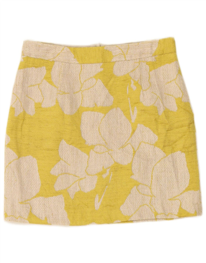 ZARA Womens Mini Skirt Small W26  Yellow Floral Linen