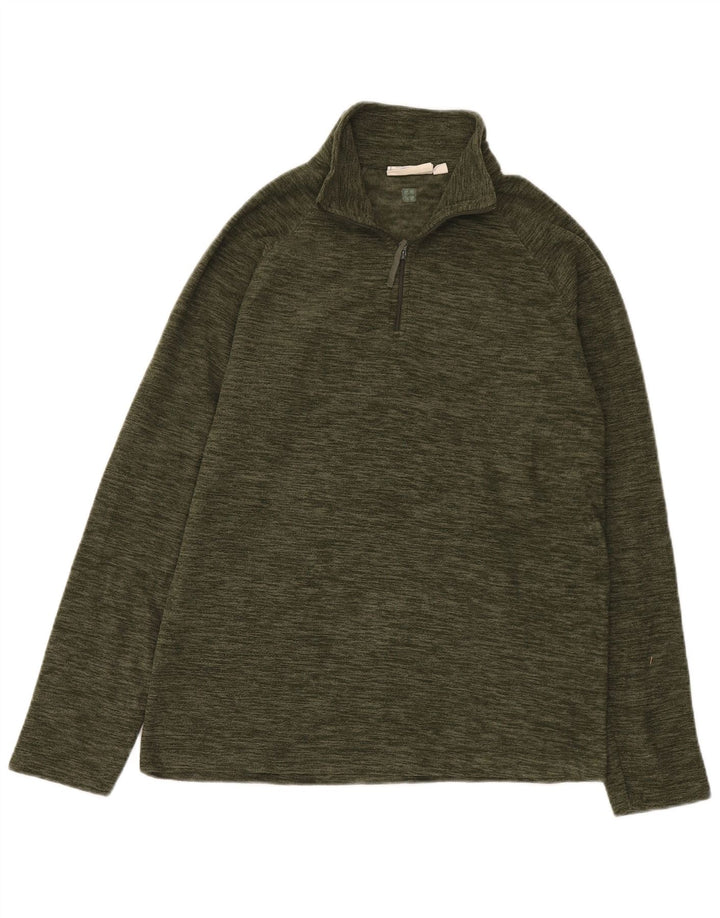 Mountain Warehouse Herre Zip Neck Fleece Jumper Small Khaki Flecked