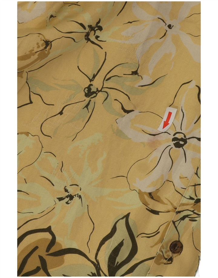 IZOD Kortærmet skjorte til mænd Large Yellow Floral Silk