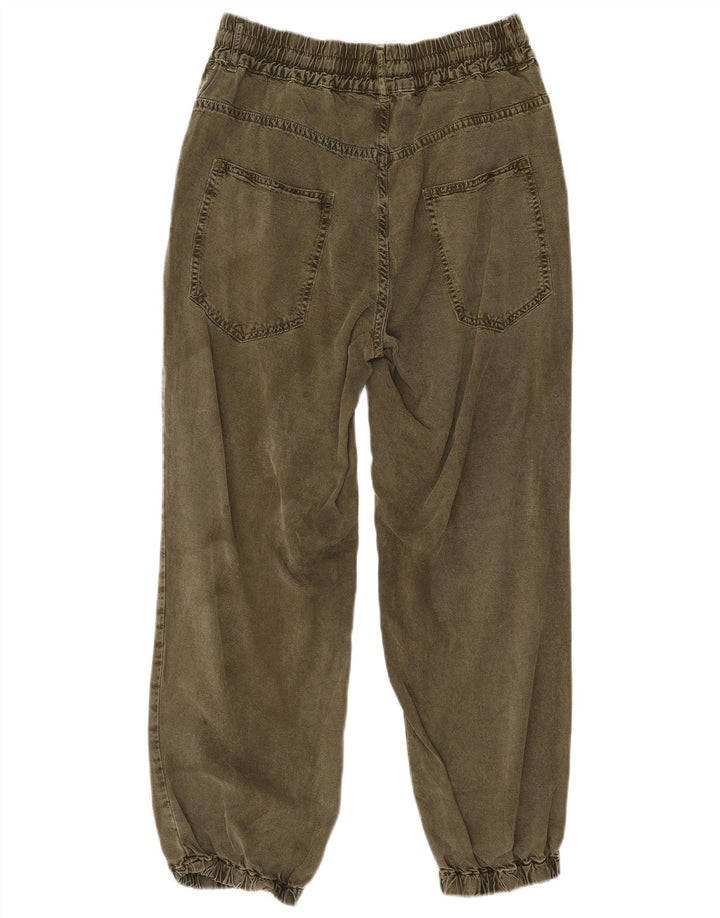 Zara Womens Joggers Cropped Jeans Small W26 L25 Khaki Viscose