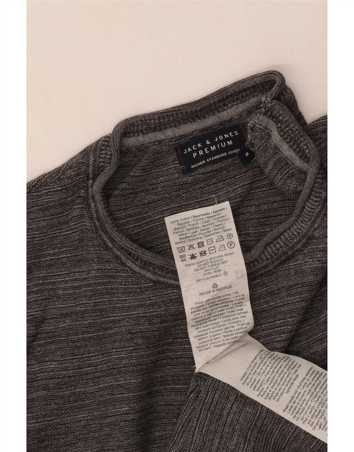 Jack & Jones herre sweater med rund hals, lille grå bomuld