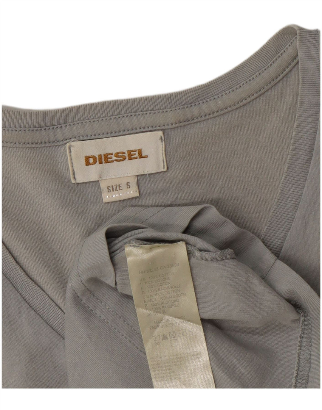Diesel Herre T-Shirt Top Lille Grå Bomuld