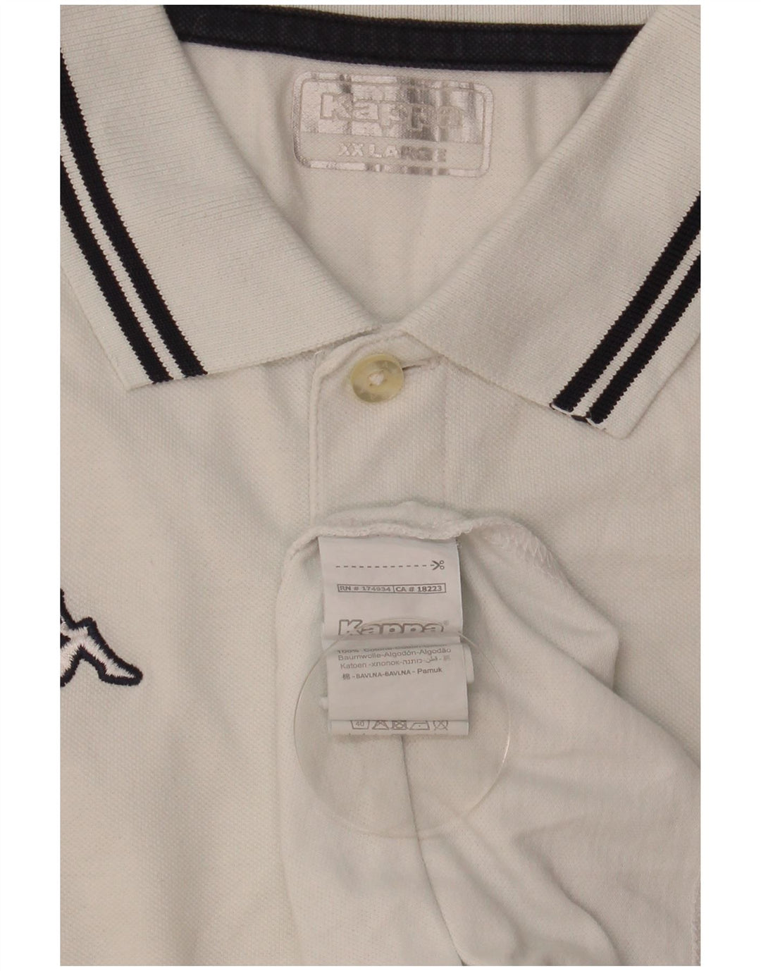 KAPPA herre poloshirt 2XL hvid bomuld