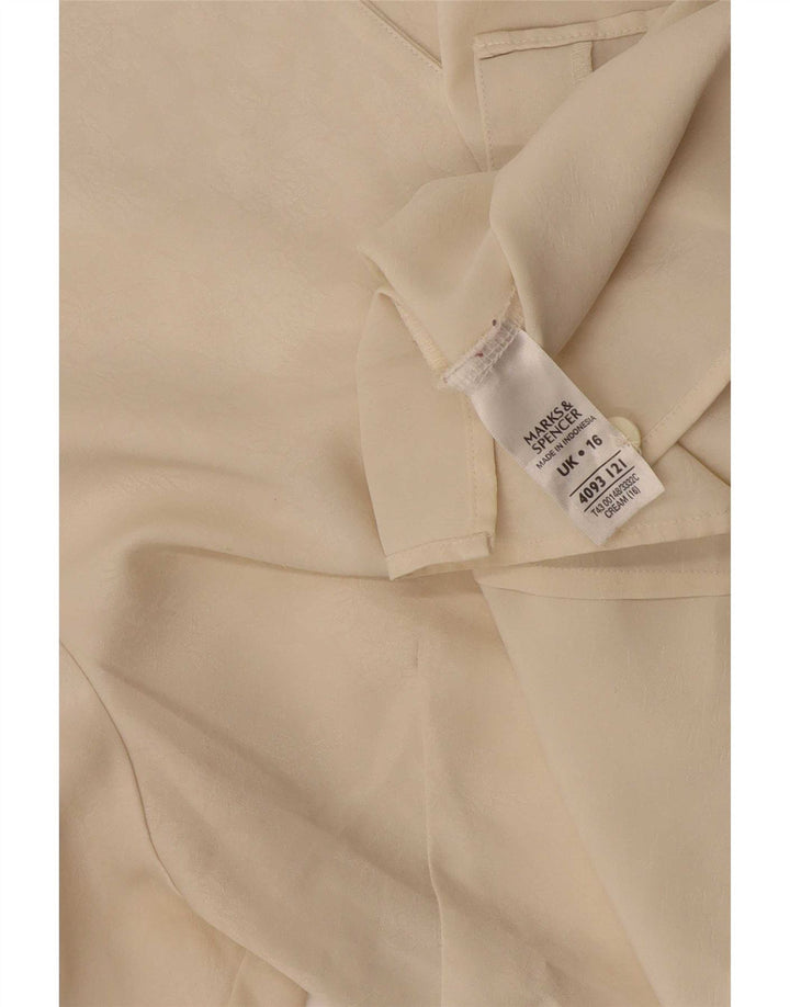 Marks & Spencer Kortærmet skjortebluse til kvinder UK 16 Stor Beige