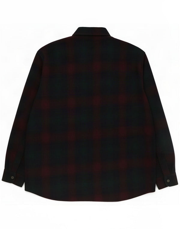 Vintage Herre Overshirt Flanellskjorte Stor Grøn Ternet Uld