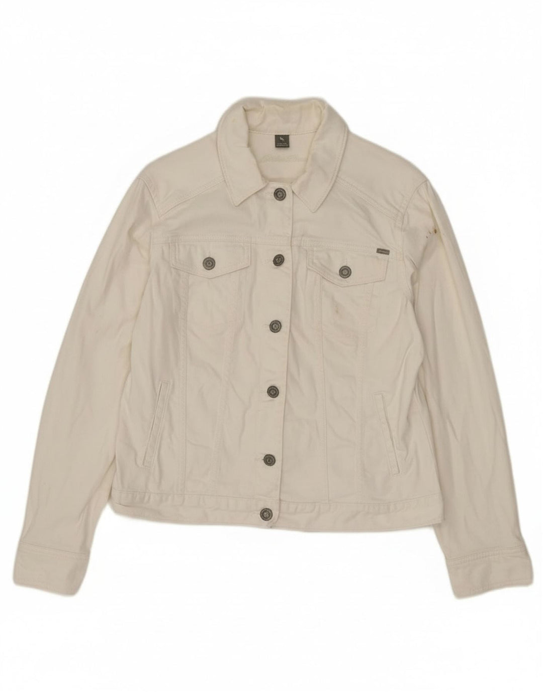 Eddie Bauer Dame denimjakke UK 14 Stor Hvid Bomuld