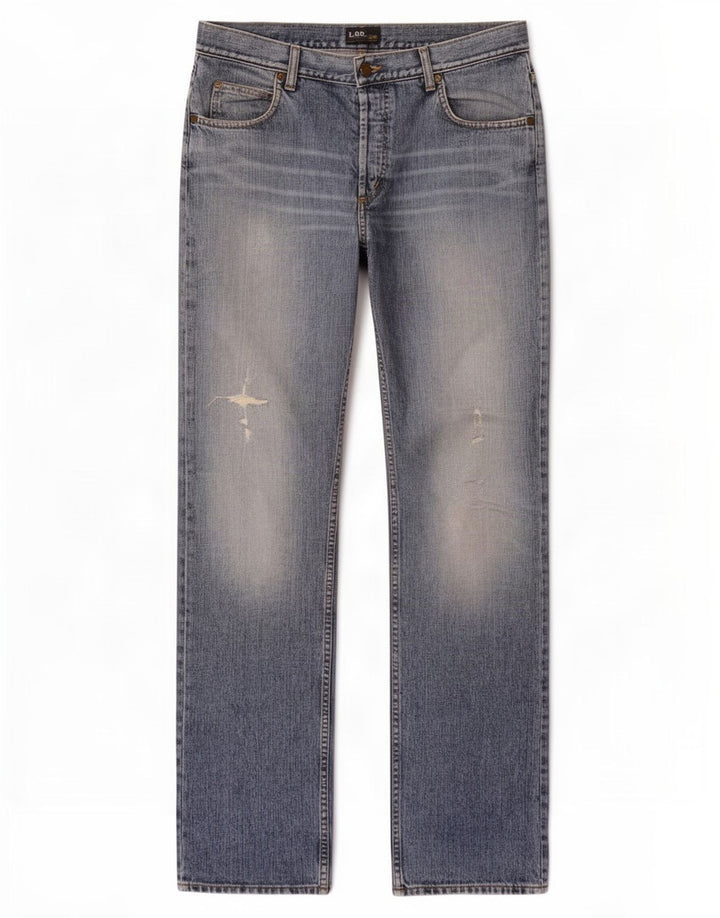 Lee Mens Seattle Distressed Straight Jeans W34 L36 Blå