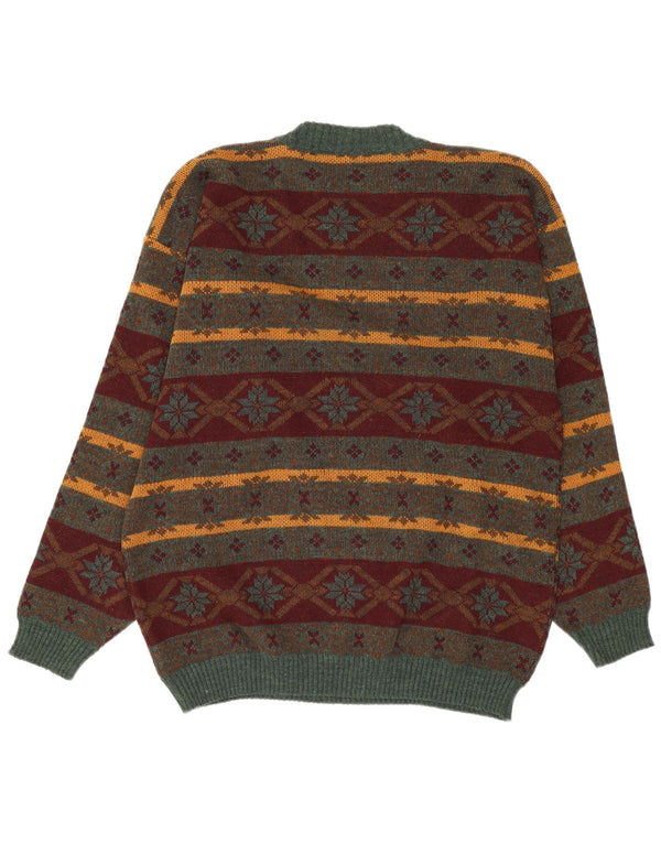 Vintage herre rund hals sweater XL flerfarvet Fair Isle akryl