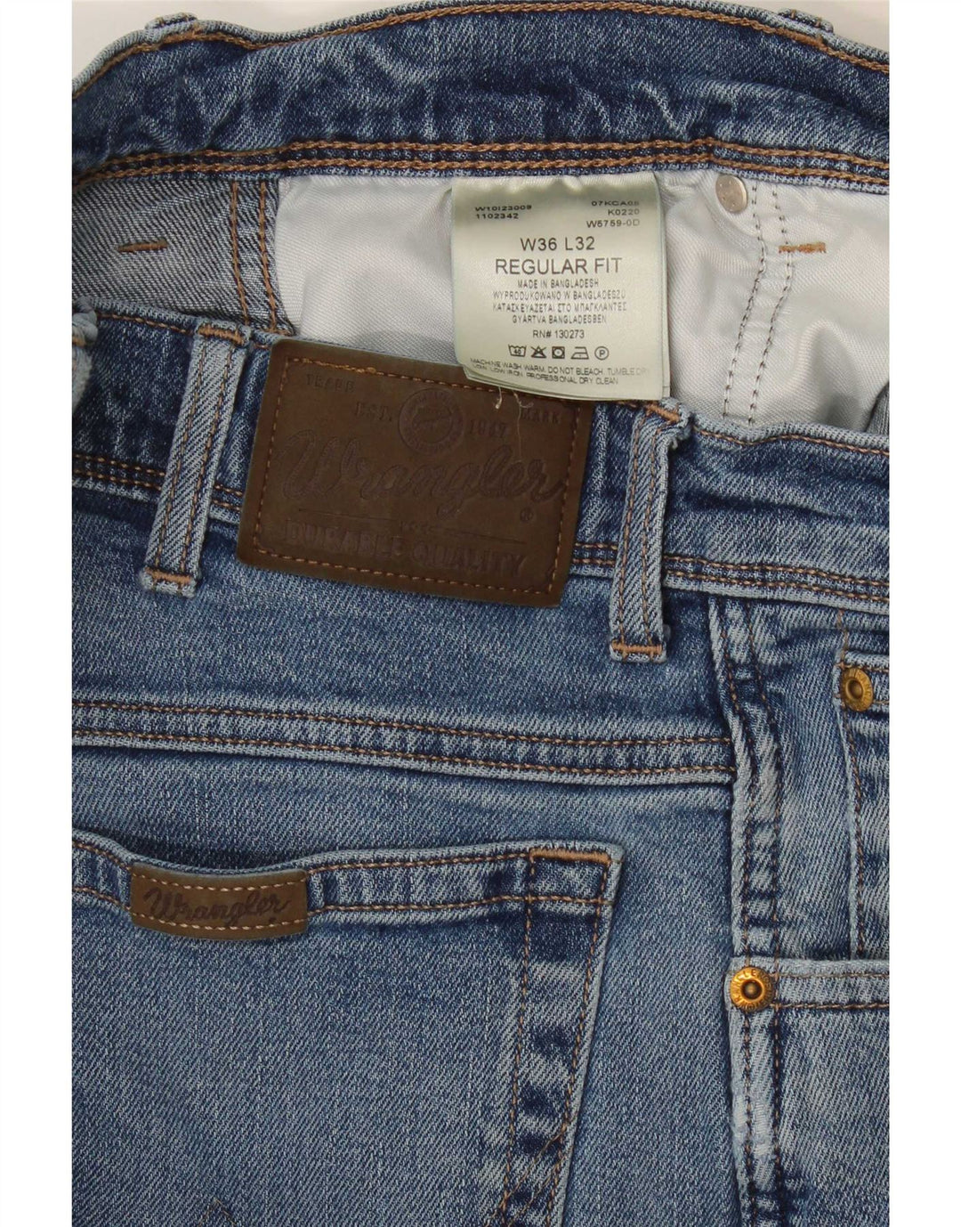 Wrangler Herre Regular Fit Straight Jeans W36 L32 Blå Bomuld