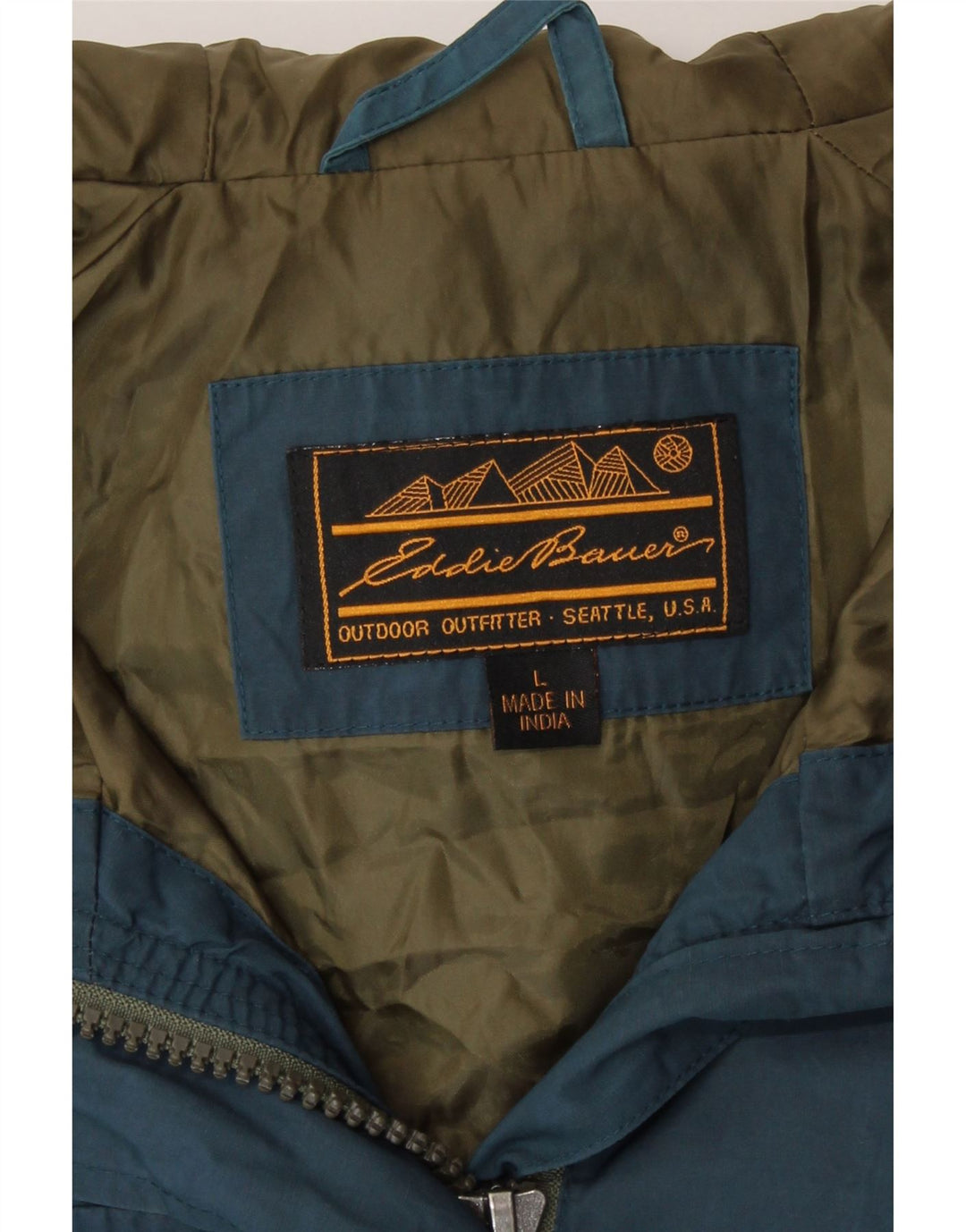 Eddie Bauer Dame Hooded Utility Jacket UK 16 Large Blue Nylon