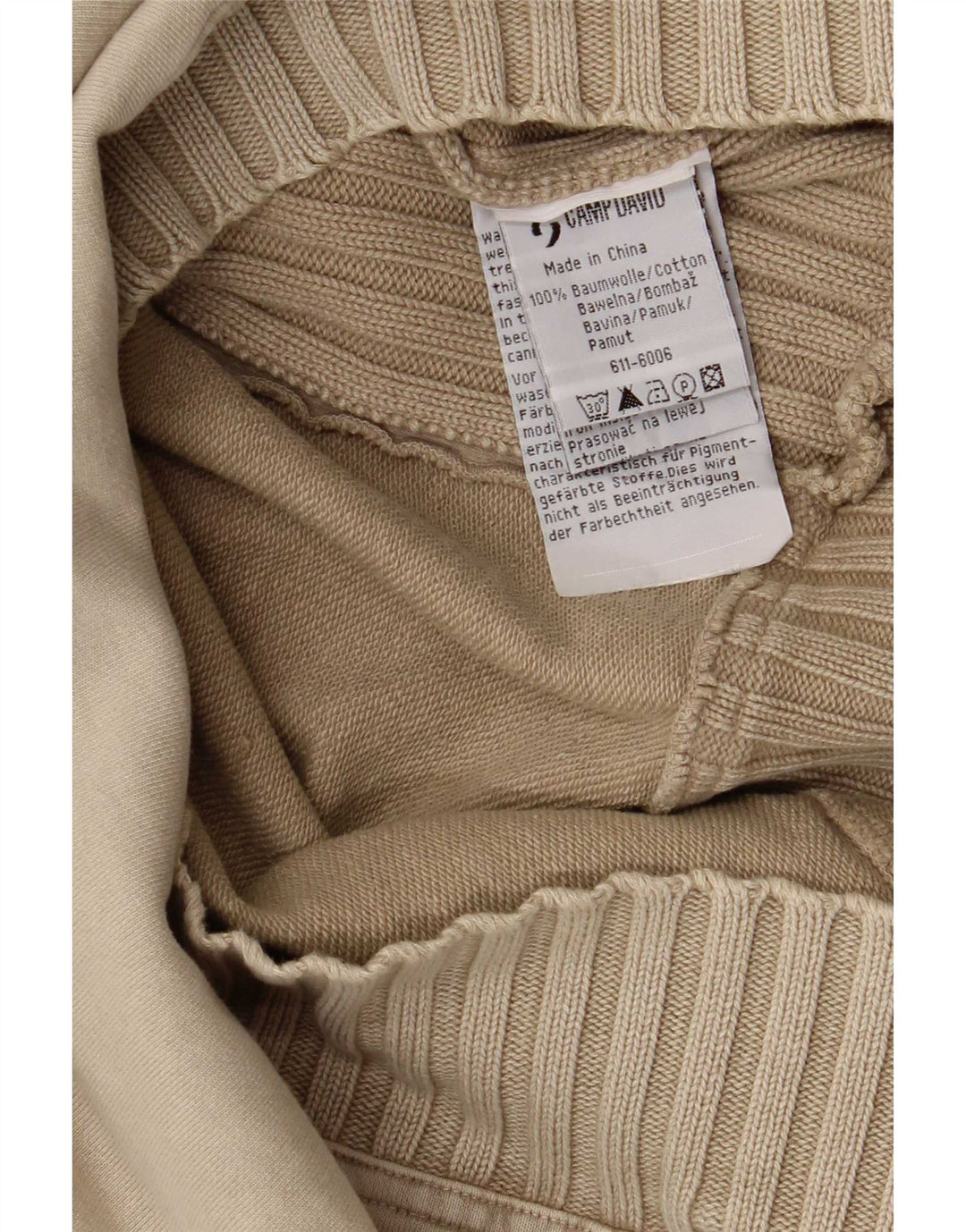 Camp David herre sweater med rund hals 2XL beige bomuld