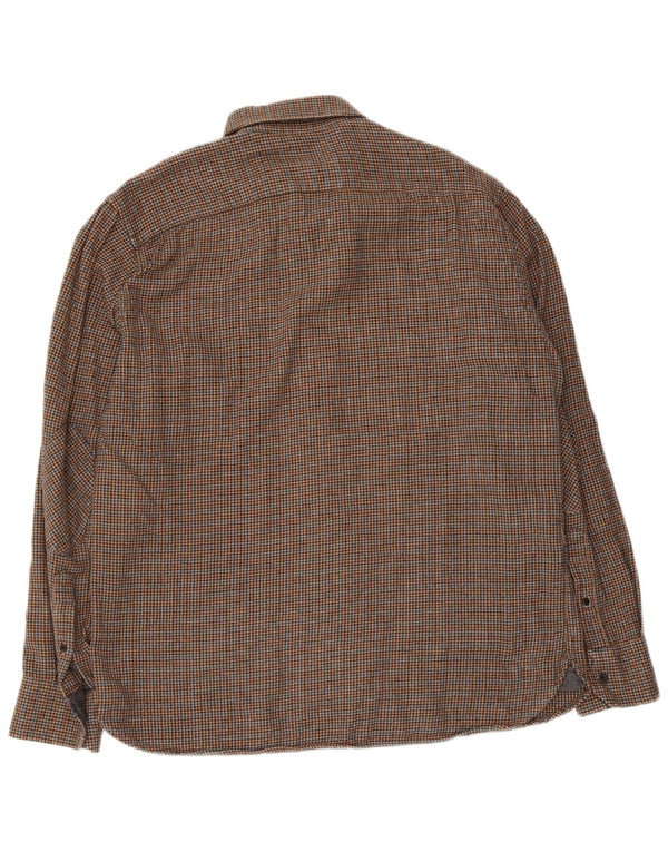 Marks & Spencer Herre Blue Harbor Flannel skjorte Medium Brown Houndstooth