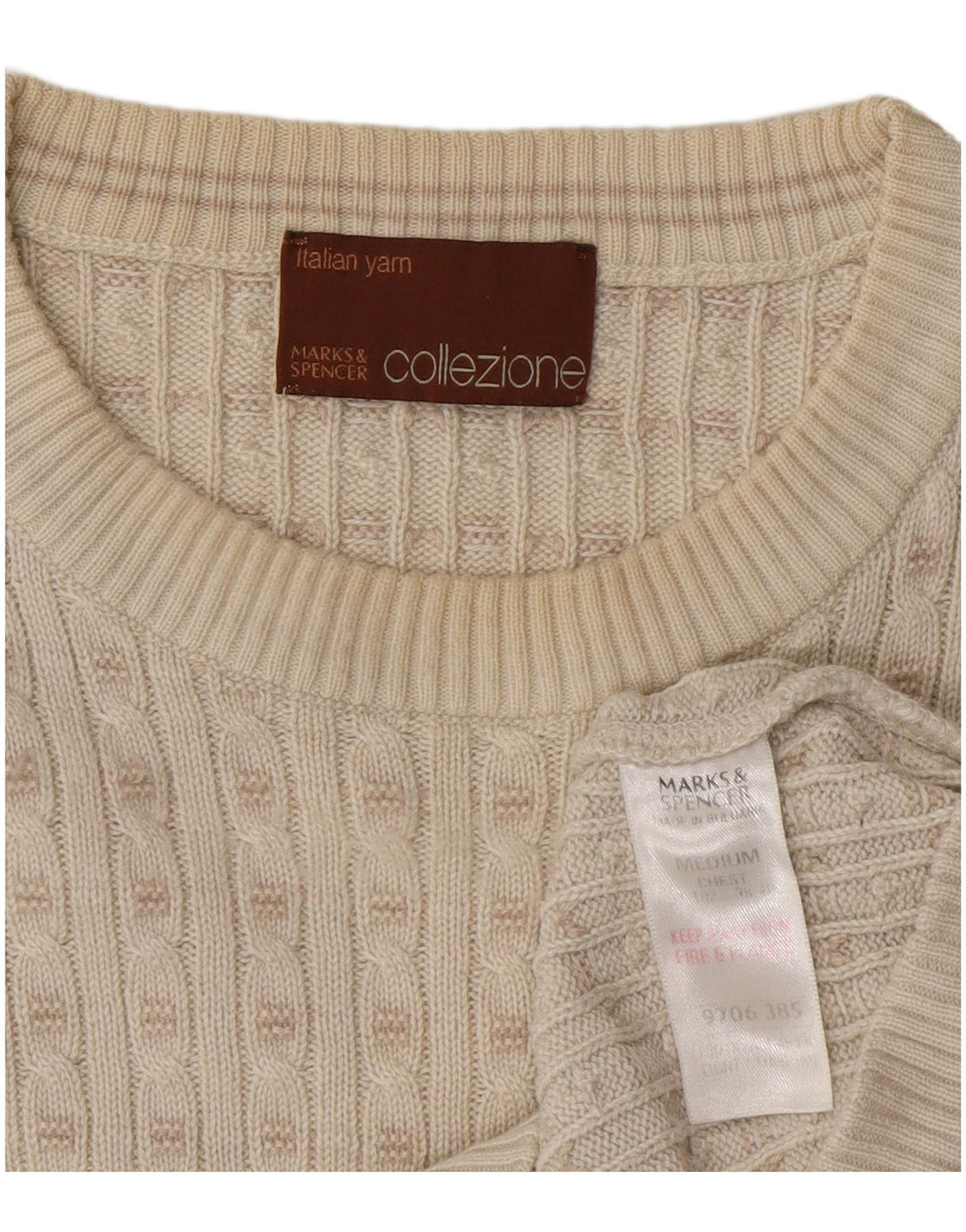 Marks & Spencer Herre sweater med rund hals, Medium Off White Akryl