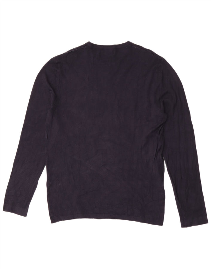 Zara Herre Crew Neck Jumper Sweater Large Navy Blue