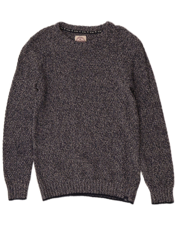Fedt ansigt til mænd med rund hals sweater Medium blå flækket bomuld