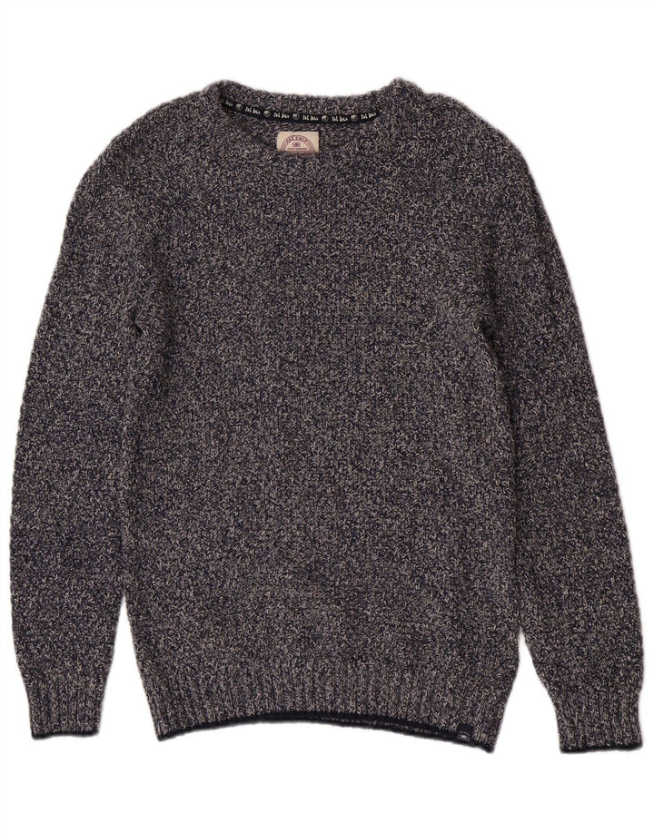 Fedt ansigt til mænd med rund hals sweater Medium blå flækket bomuld