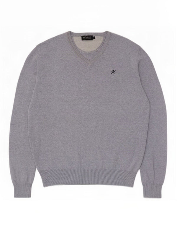 Hackett Herre V-hals sweater Medium Blue Flecked Bomuld