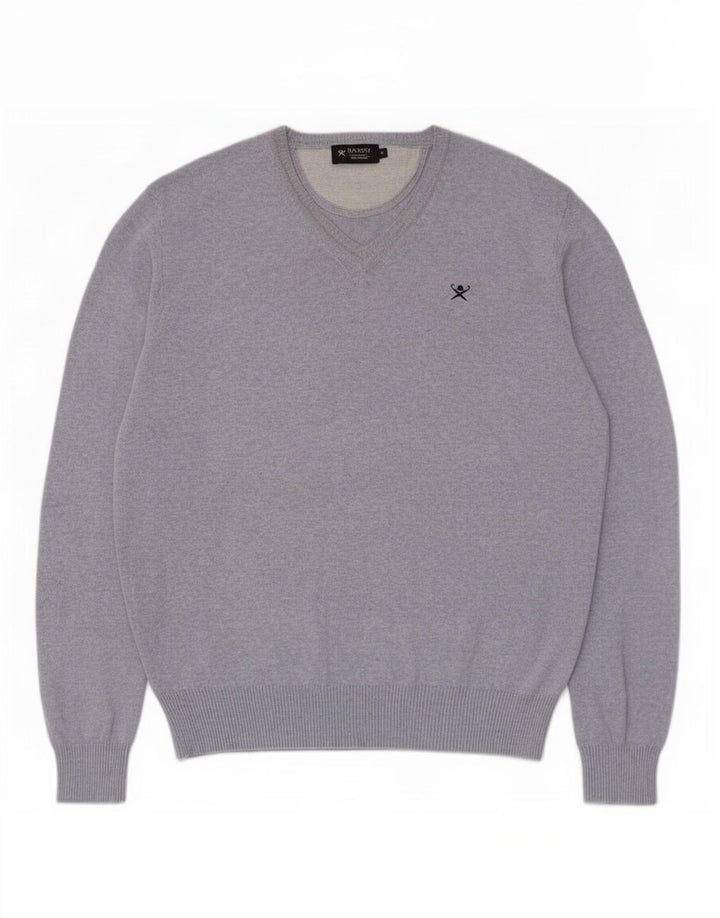 Hackett Herre V-hals sweater Medium Blue Flecked Bomuld