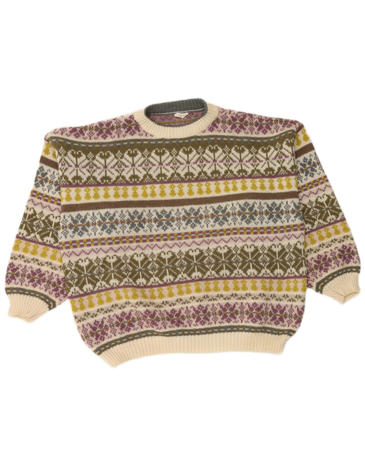 VINTAGE Herre sweater med rund hals XL flerfarvet Fair Isle