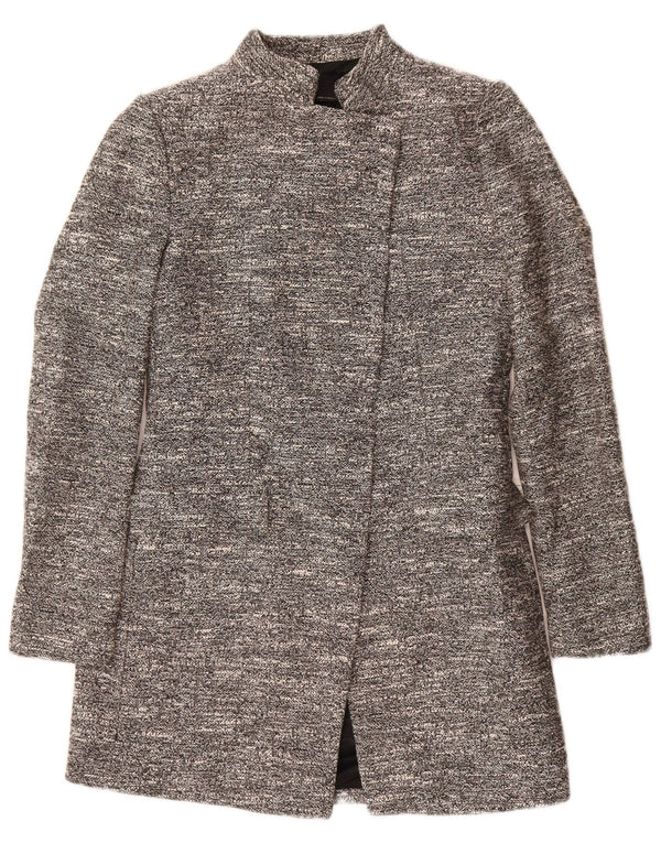Zara Womens Open Overcoat UK 10 Small Grey Flecked Bomuld