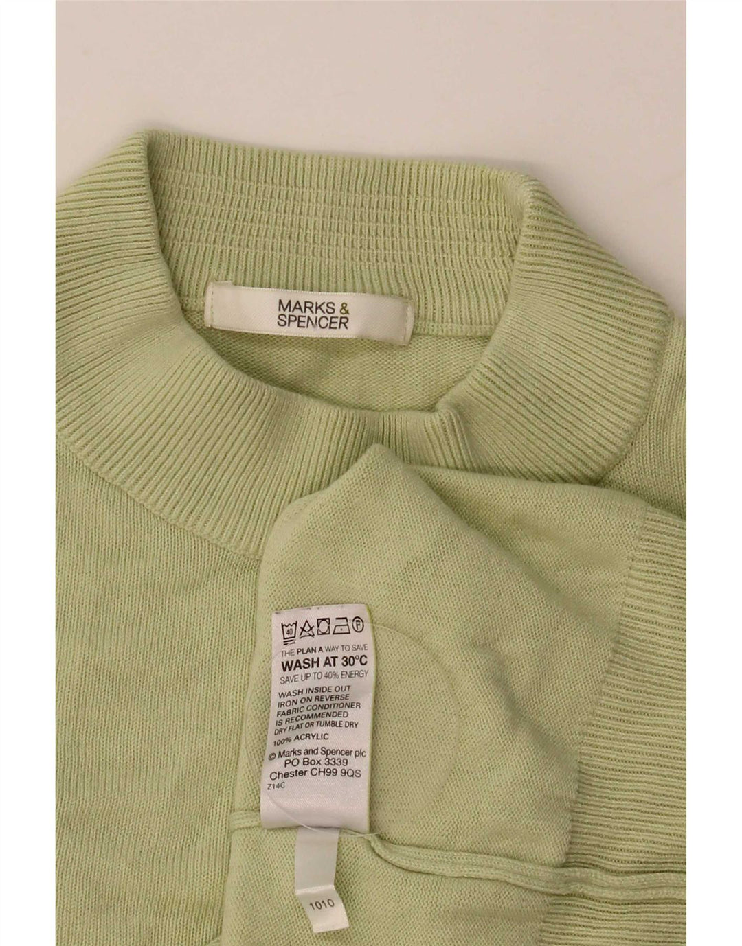 Marks & Spencer Dame Crop Turtle Neck Jumper Sweater UK 12 Medium Green