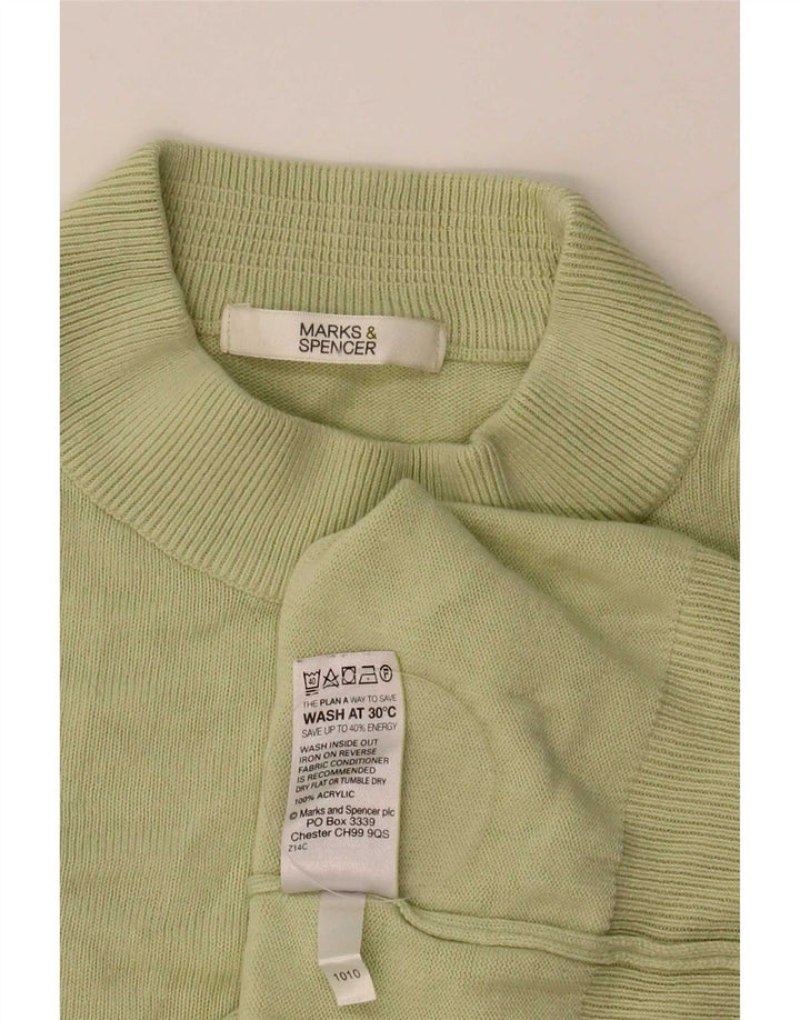 Marks & Spencer Dame Crop Turtle Neck Jumper Sweater UK 12 Medium Green