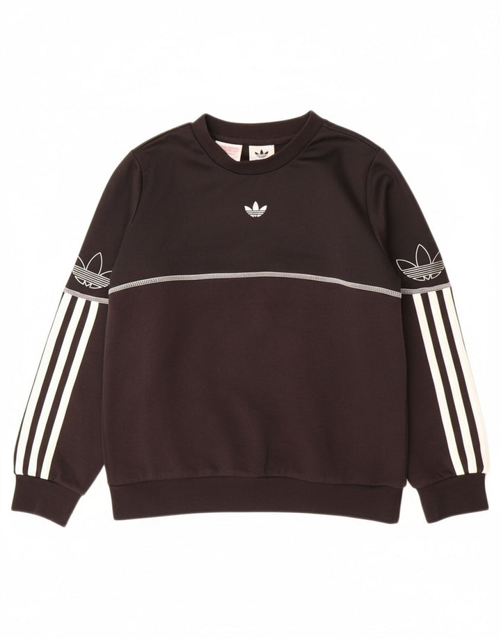 ADIDAS Boys Graphic Sweatshirt Jumper 9-10 Years Black Cotton