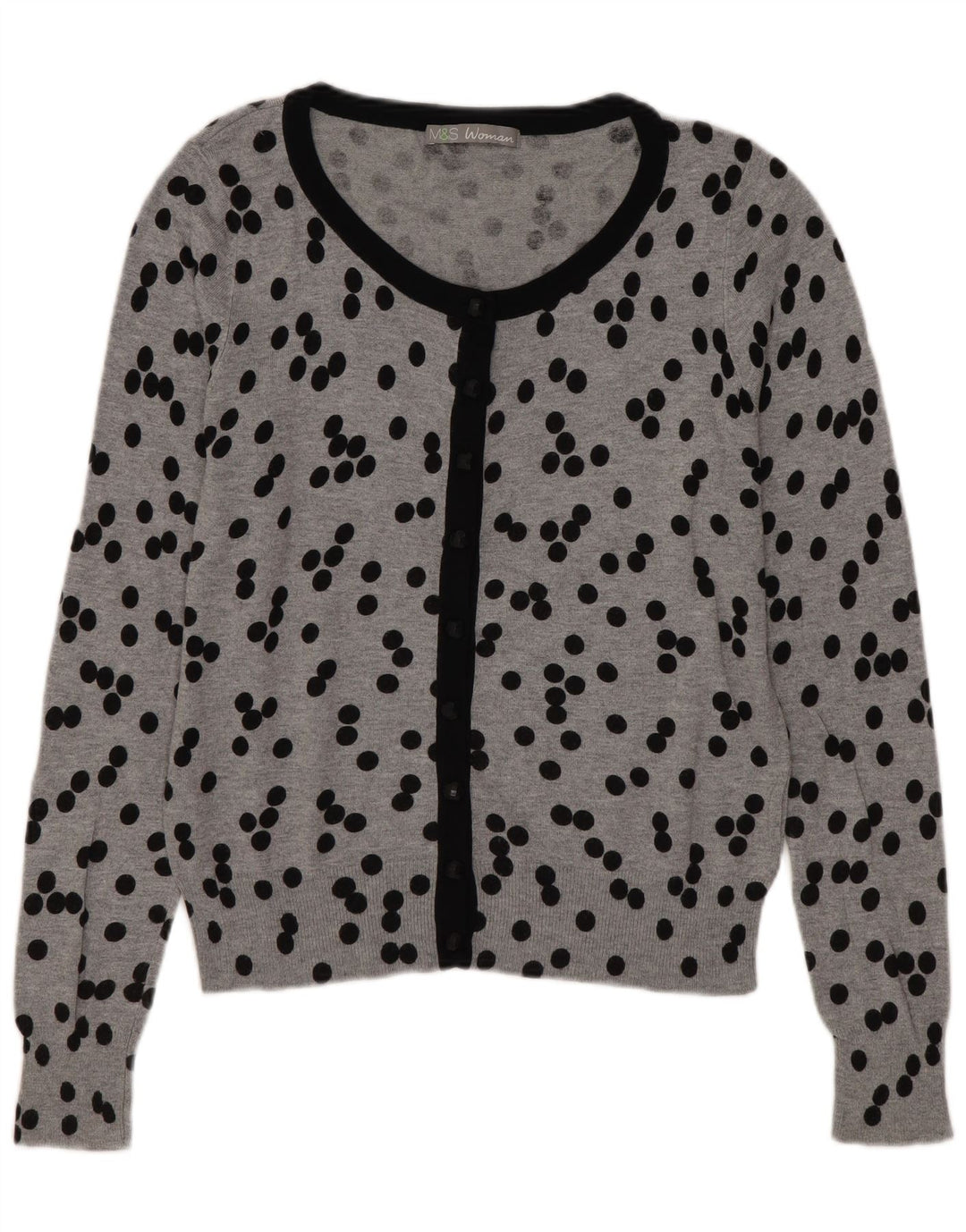 Marks & Spencer Dame Cardigan Sweater UK 10 Small Grey Polka Dot