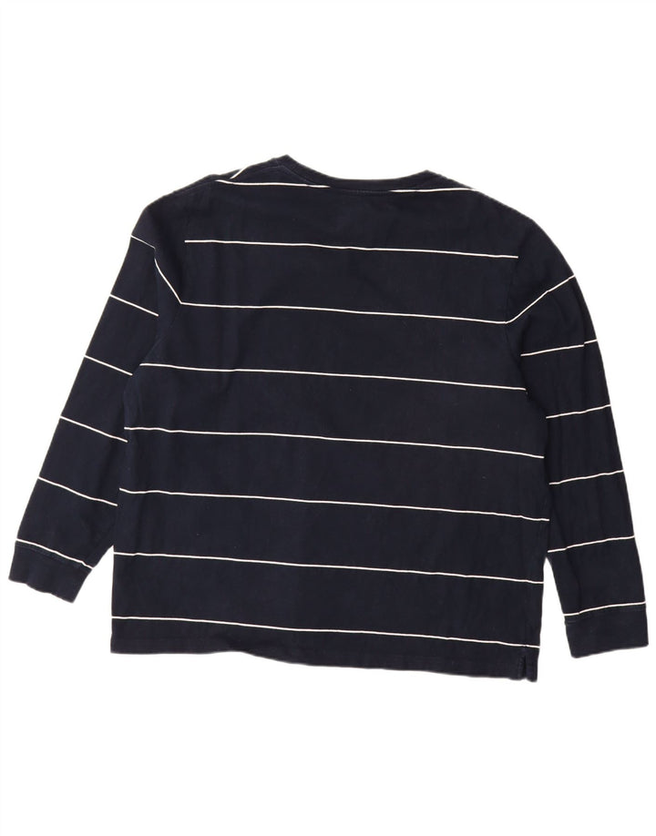 MARKS & SPENCER Langærmet herre top 2XL marineblå stribet bomuld