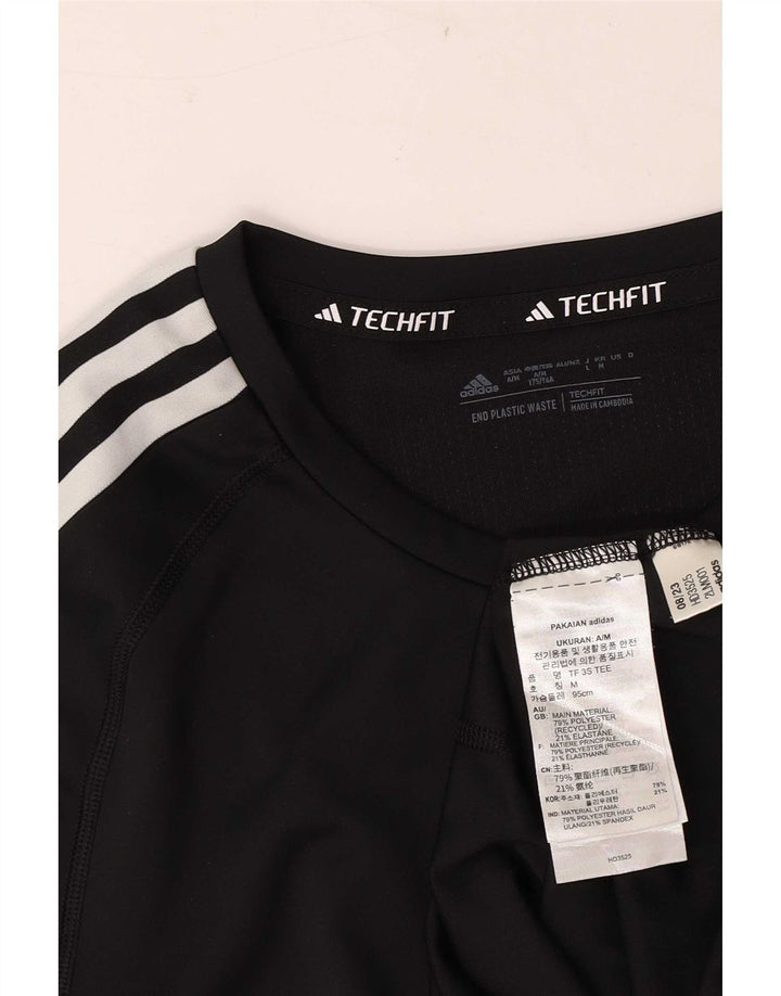 Adidas Herre Tech Fit T-Shirt Top Medium Sort Polyester